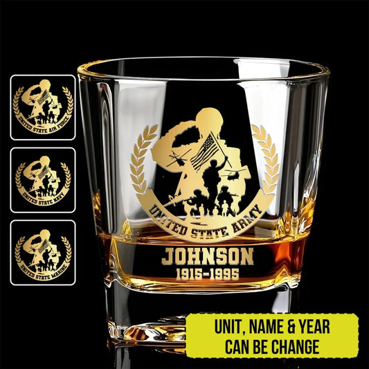 Personalized US Veteran/Soldier Printed Whiskey Glass HTH.23DE13