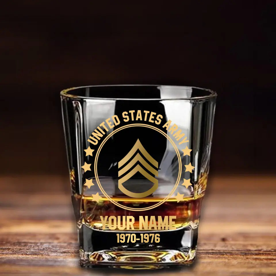 Personalized US Veteran/Soldier Printed Whiskey Glass QVD.23DEC09