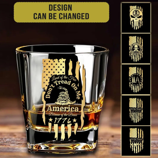 Personalized American Patriotism Printed Whiskey Glass HCD.23DE19