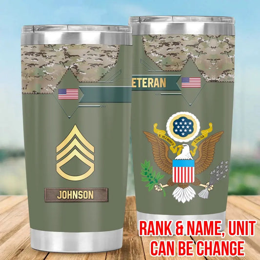 Personal Golden US Veteran/Soldier Tumbler Printed HTH.DE26