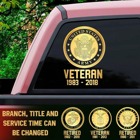 Personalized Car Window Decal US Veteran/Soldier Printed HTH.MT6