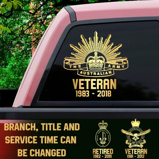 Personalized Car Window Decal Australian Veteran/Soldier Printed HTH.MT6