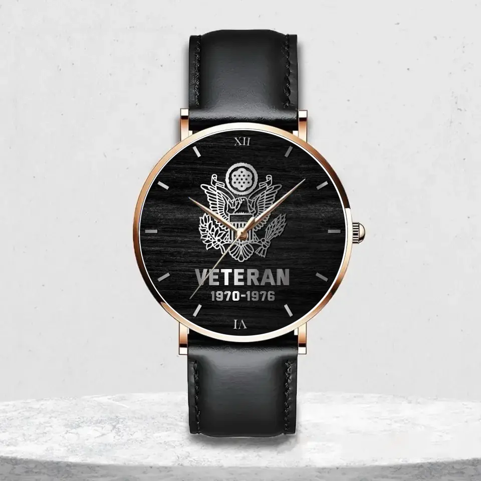 Personalized US Veteran/Soldier Leather Strap Watch HTH.MAR04