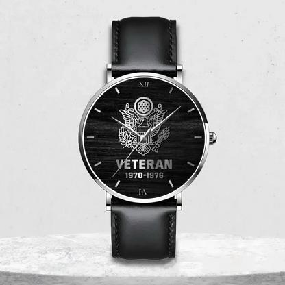 Personalized US Veteran/Soldier Leather Strap Watch HTH.MAR04