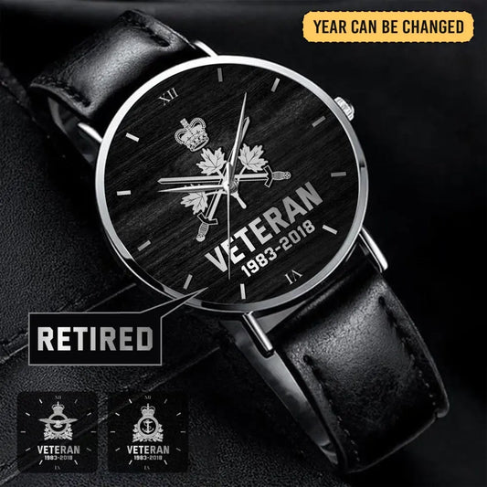 Personalized Canadian Veteran/Soldier Leather Strap Watch HTH.MAR04