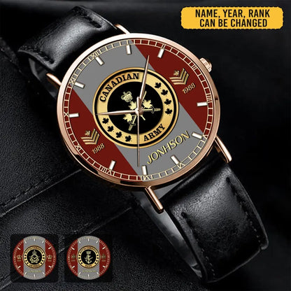 Personalized Canadian Veteran/Soldier Leather Strap Watch QM.MAR04