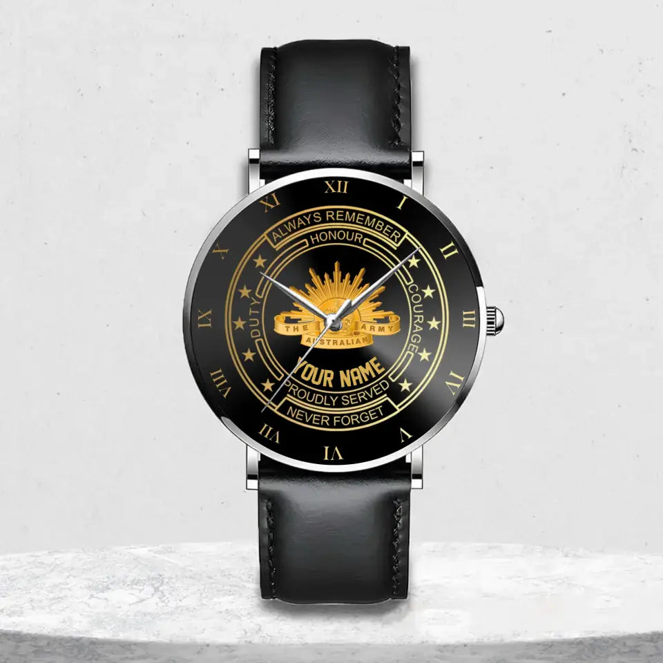 Personalized Australian Veteran/Soldier Leather Strap Watch QVD.24MAR05