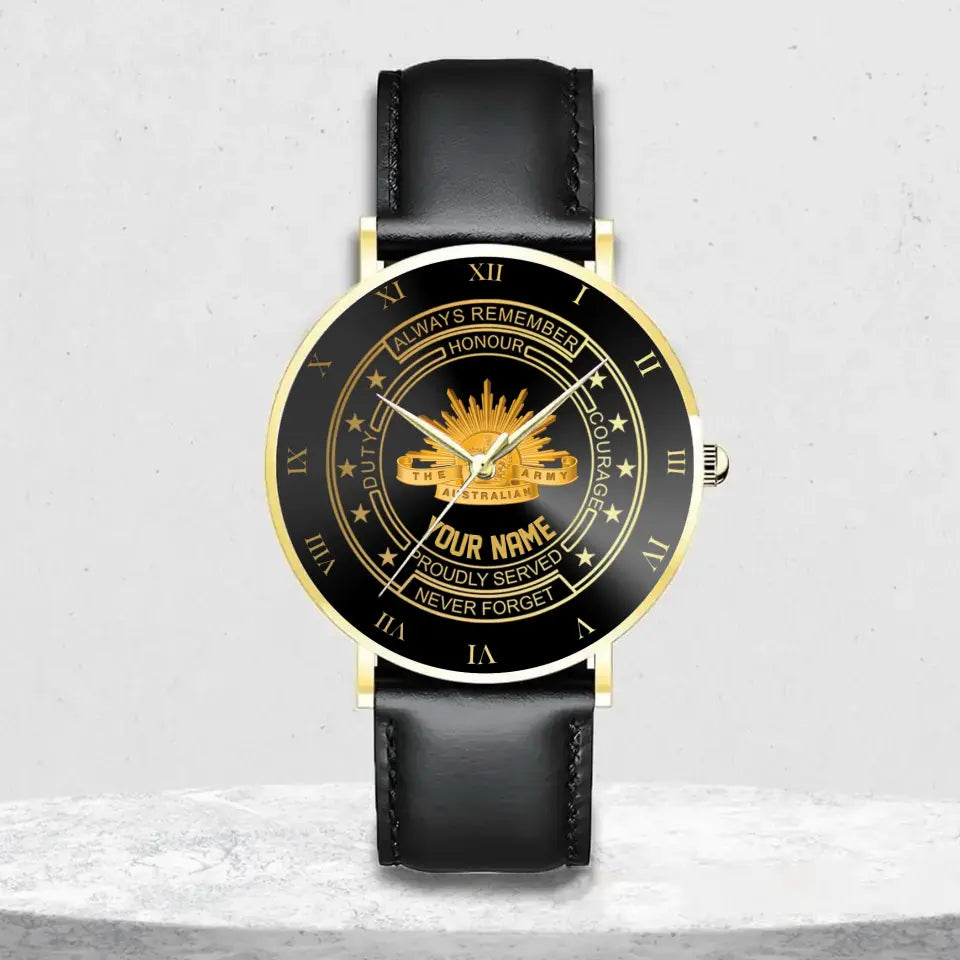 Personalized Australian Veteran/Soldier Leather Strap Watch QVD.24MAR05