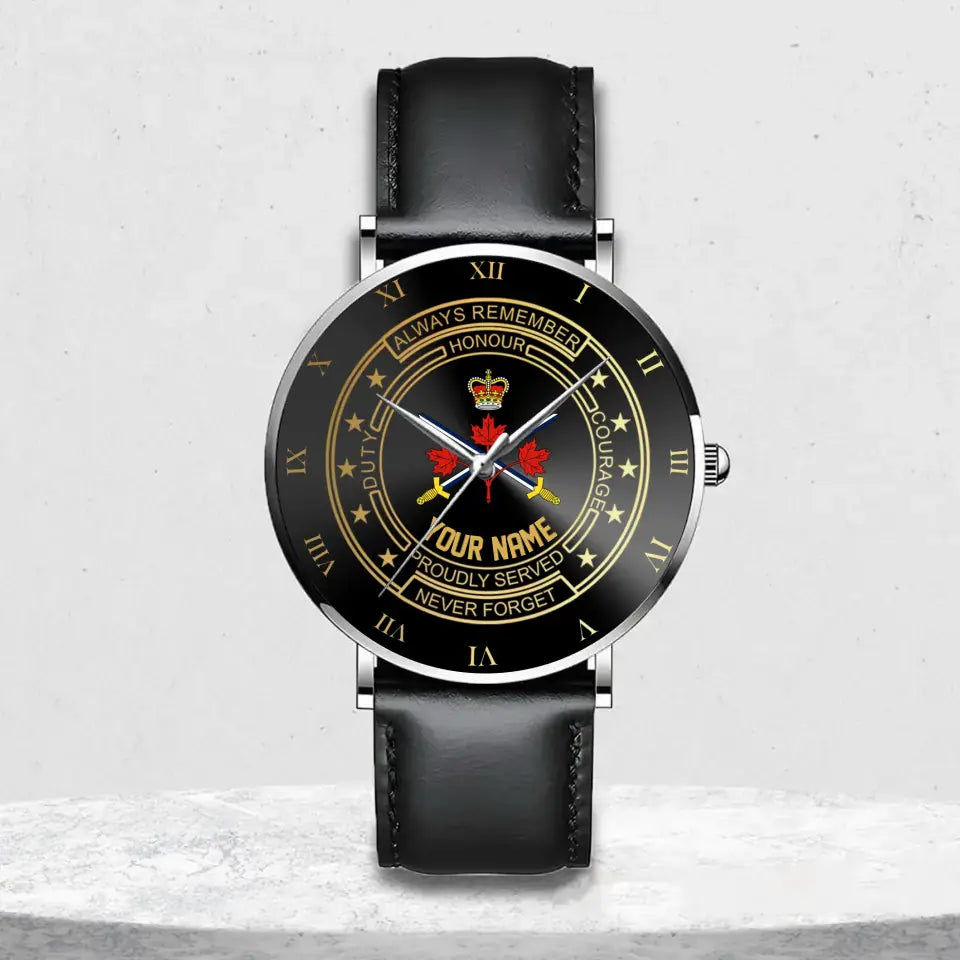 Personalized Canadian Veteran/Soldier Leather Strap Watch QVD.24MAR05