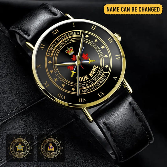 Personalized Canadian Veteran/Soldier Leather Strap Watch QVD.24MAR05