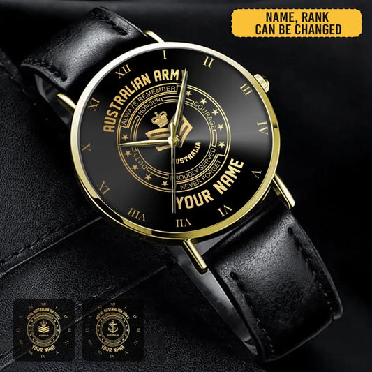 Personalized Australian Veteran/Soldier Leather Strap Watch QVD.24MARCH05