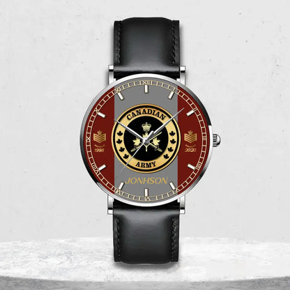 Personalized Canadian Veteran/Soldier Leather Strap Watch QM.MAR04