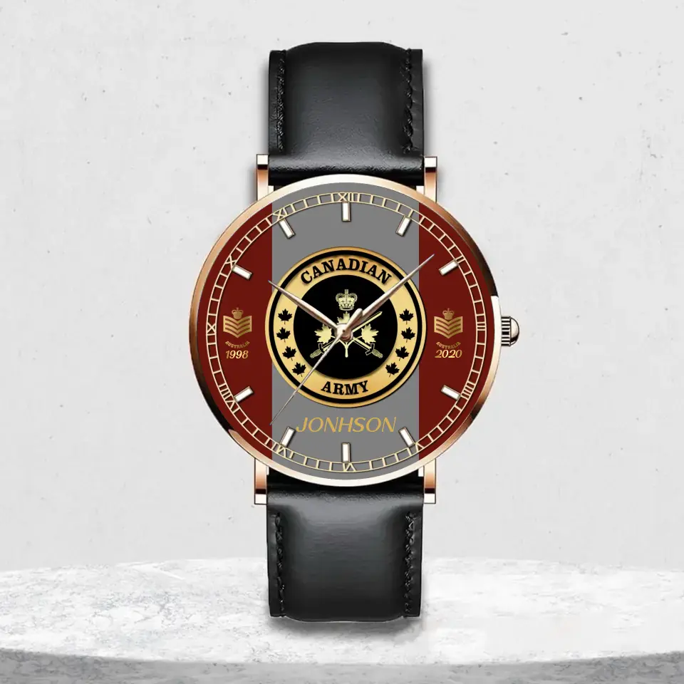 Personalized Canadian Veteran/Soldier Leather Strap Watch QM.MAR04