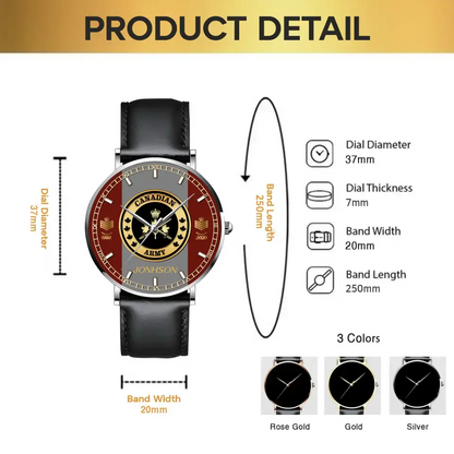 Personalized Canadian Veteran/Soldier Leather Strap Watch QM.MAR04