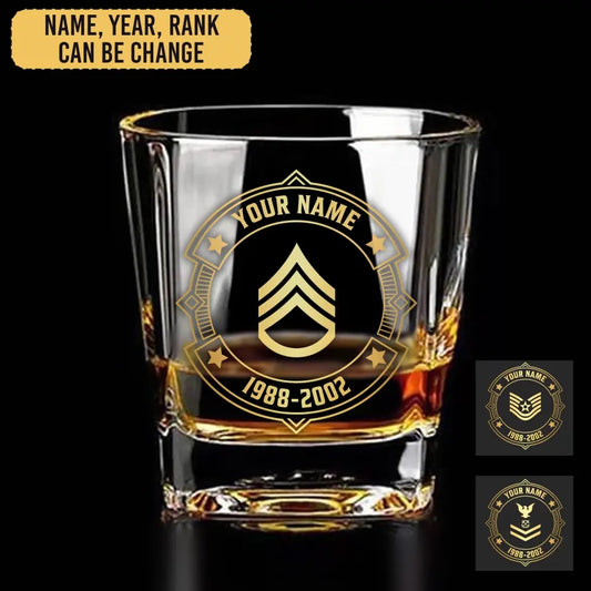 Personalized US Veteran/Soldier Printed Whiskey Glass QVD.24MARCH07