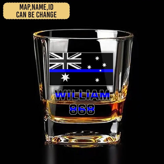 Personalized Australian Police  Custom Name & ID  Printed Whiskey Glass HTH.MA12