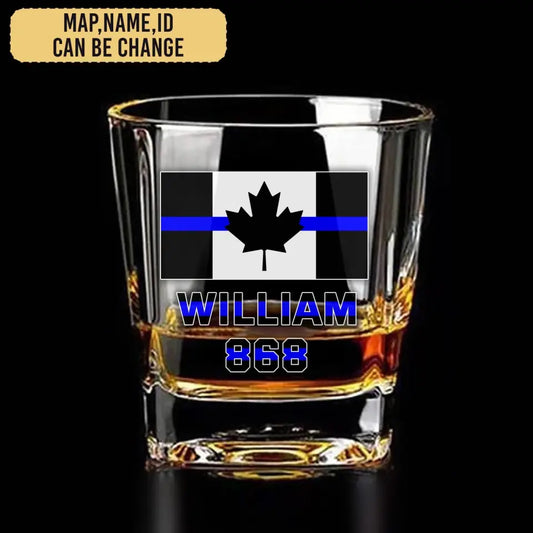 Personalized Canadian Police  Custom Name & ID  Printed Whiskey Glass HTH.MA12