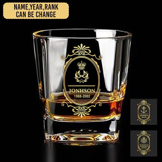 Personalized British Veteran/Soldier Printed Whiskey Glass QVD.24MAR24