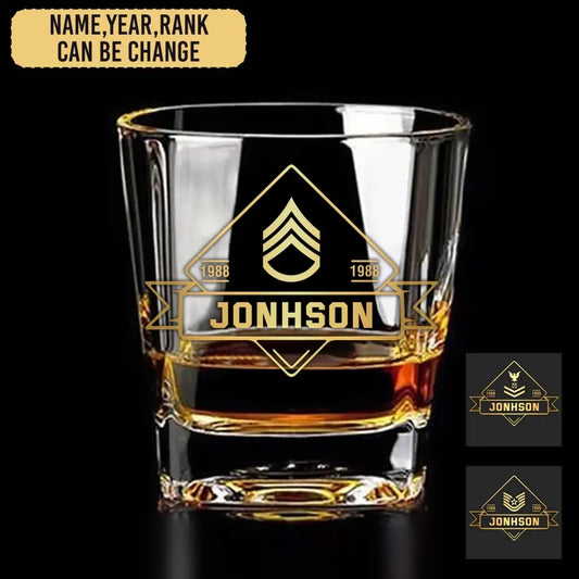 Personalized US Veteran/Soldier Printed Whiskey Glass QVD.24MARCH24