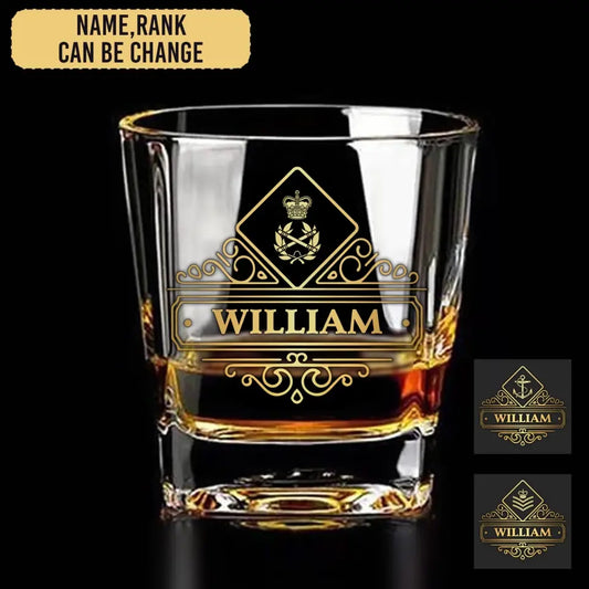 Personalized British Veteran/Soldier Printed Whiskey Glass QVD.24MAR27