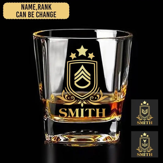 Personalized US Veteran/Soldier Printed Whiskey Glass QVD.24MARCH27