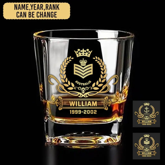 Personalized Australian Veteran/Soldier Printed Whiskey Glass QM.MAR31