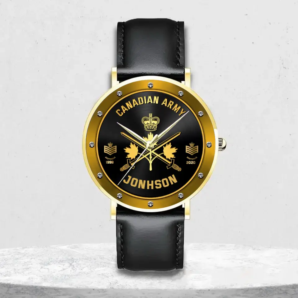 Personalized Canadian Veteran/Soldier Leather Strap Watch QM.MAR04-2