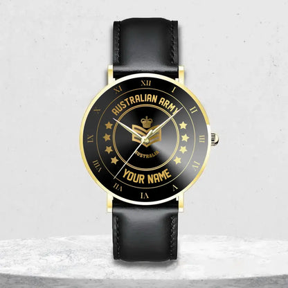 Personalized Australian Veteran/Soldier Leather Strap Watch QVD.24MAR04