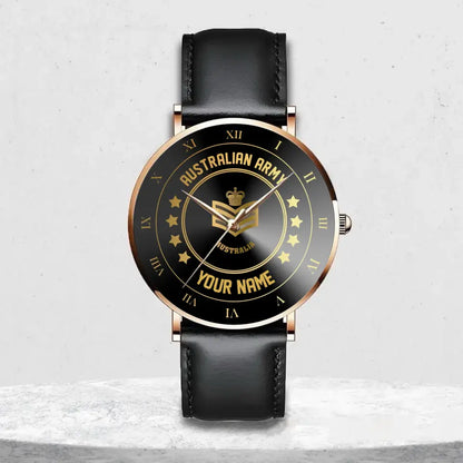 Personalized Australian Veteran/Soldier Leather Strap Watch QVD.24MAR04