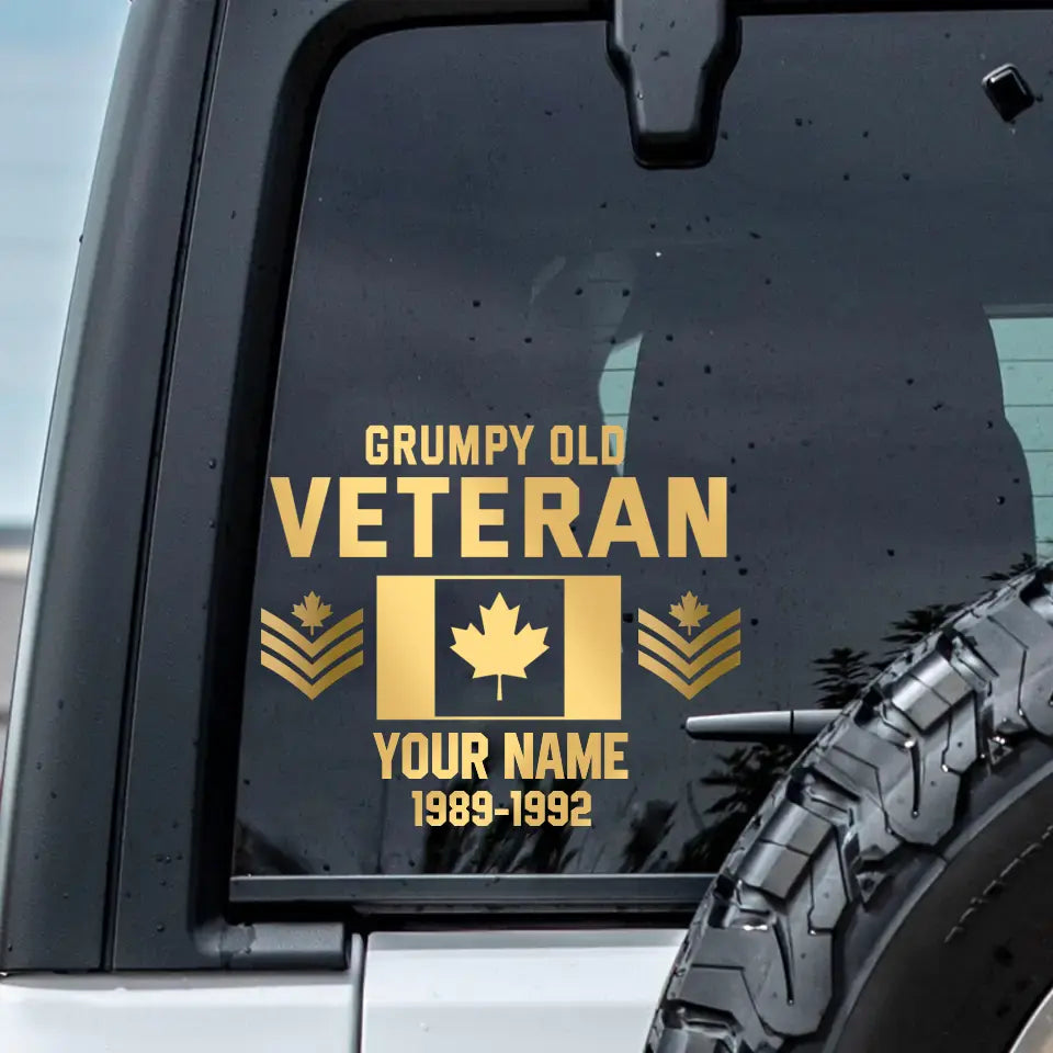 Personalized Car Window Decal Canadian Veteran/Soldier Printed JSB HTH