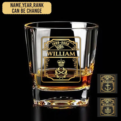 Personalized British Veteran/Soldier Printed Whiskey Glass QVD.24MAR31