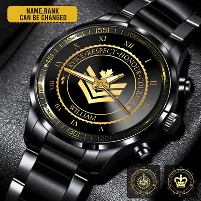 Personalized Canadian Veteran/Soldier Black Stainless Steel Watch Printed QVD.24APR03