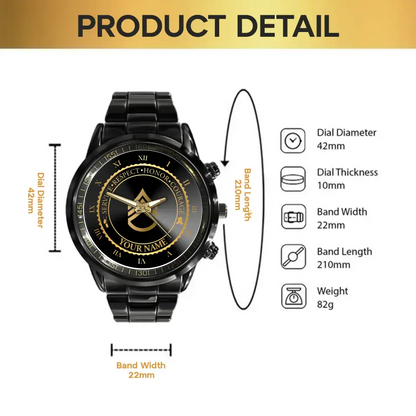 Personalized US Veteran/Soldier Black Stainless Steel Watch Printed QVD.24APR03