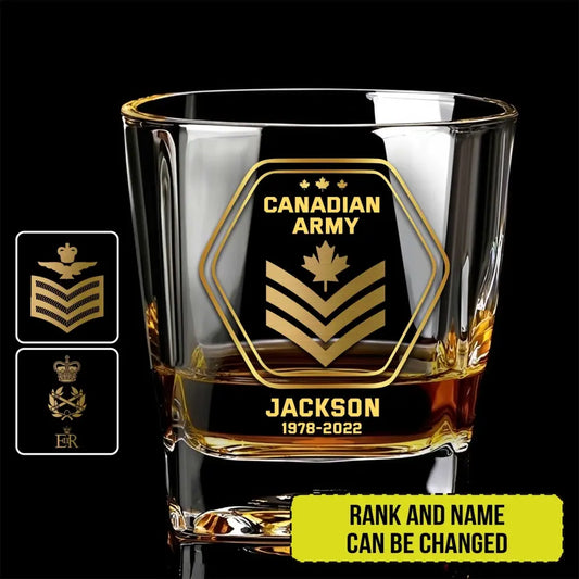 Personalized Canadian Veteran/Soldier Printed Whiskey Glass QVD.24AP07