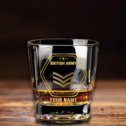 Personalized British Veteran/Soldier Printed Whiskey Glass QVD.24AP07