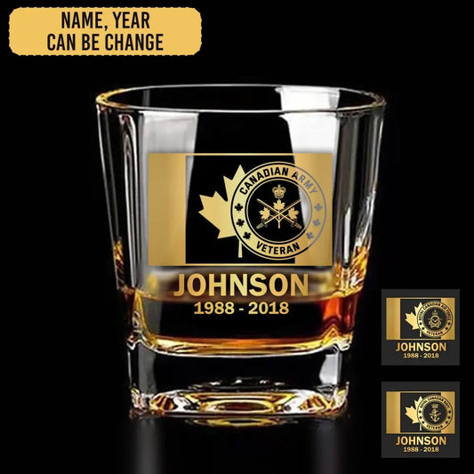 Personalized Canadian Veteran/Soldier Printed Whiskey Glass HTH.APR09