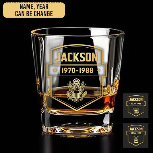 Personalized US Veteran/Soldier Printed Whiskey Glass QVD.24AP10