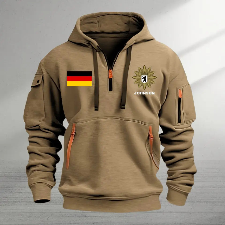 Personalized German Police Logo Custom Name Quarter Zip Hoodie 2D Printed TAQ966