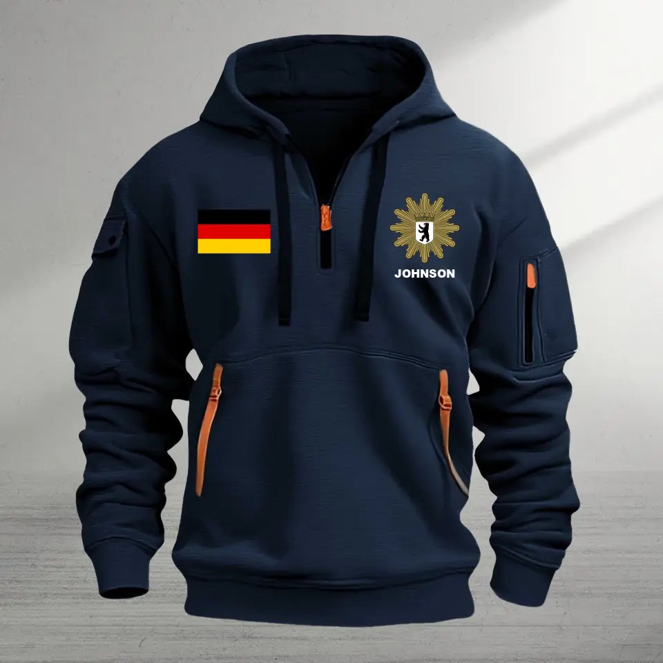 Personalized German Police Logo Custom Name Quarter Zip Hoodie 2D Printed TAQ966