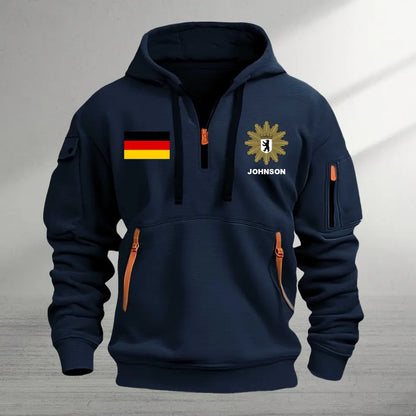 Personalized German Police Logo Custom Name Quarter Zip Hoodie 2D Printed TAQ966