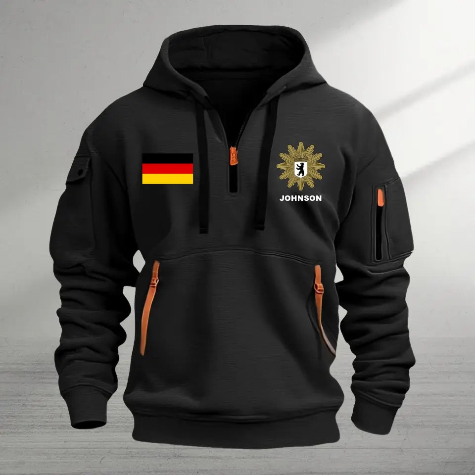 Personalized German Police Logo Custom Name Quarter Zip Hoodie 2D Printed TAQ966