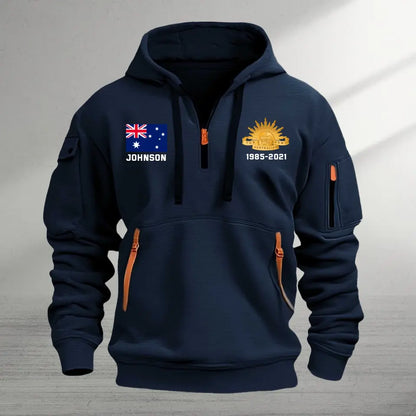 Personalized Australian Army Logo Custom Name & Time Quarter Zip Hoodie 2D Printed TAQ969