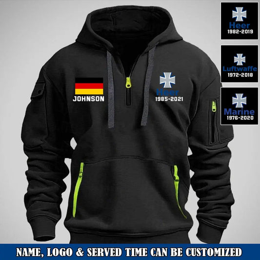 Personalized German Veteran Logo Custom Name & Time Quarter Zip Hoodie 2D Printed TAQ969