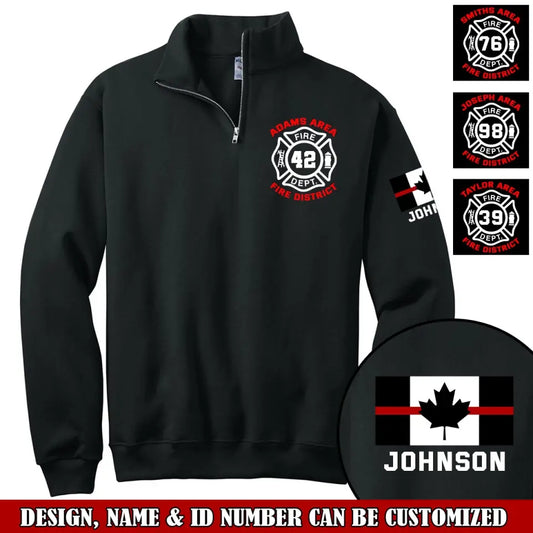 Personalized Canadian Firefighter Flag Custom Name Stand Collar Zipper Sweatshirt 3D Printed TAQ985