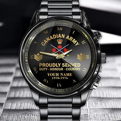 Personalized Canadian Veteran/Soldier Black Stainless Steel Watch Printed QVD.24APR13