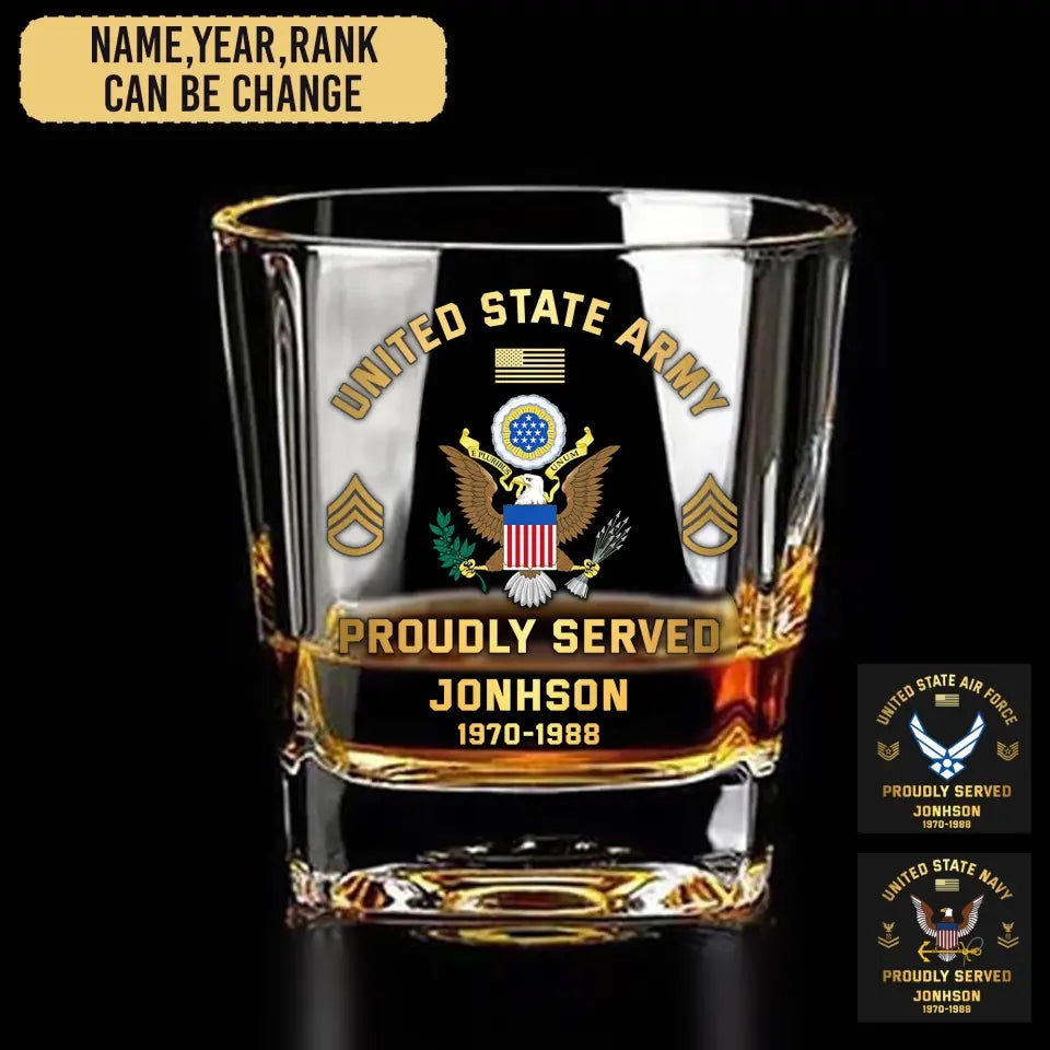 Personalized US Veteran/Soldier Printed Whiskey Glass QVD.24AP15