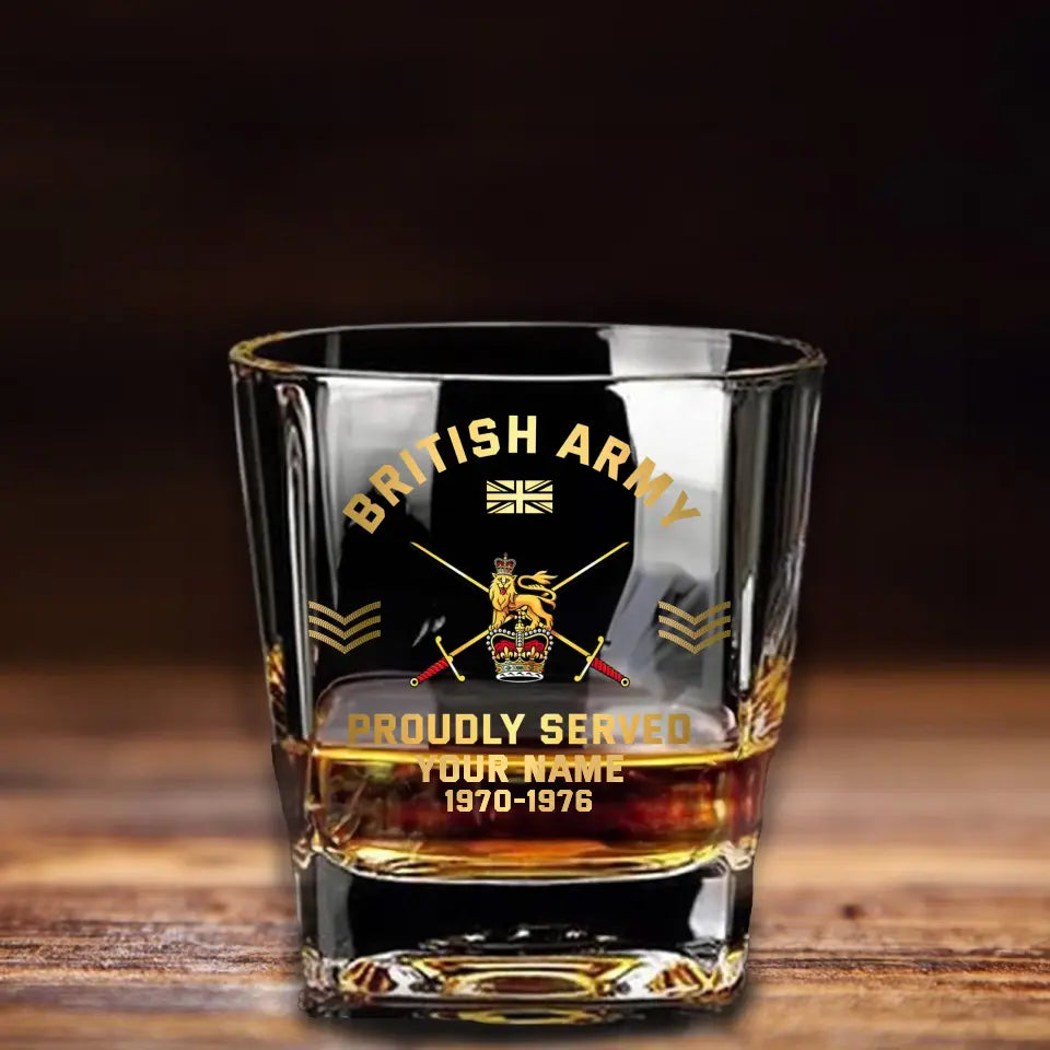 Personalized British Veteran/Soldier Printed Whiskey Glass QVD.24AP15