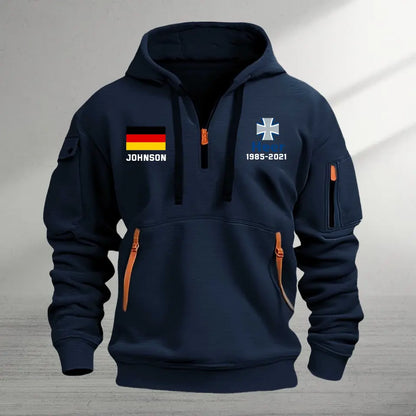 Personalized German Veteran Logo Custom Name & Time Quarter Zip Hoodie 2D Printed TAQ969