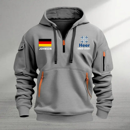 Personalized German Veteran Logo Custom Name & Time Quarter Zip Hoodie 2D Printed TAQ969