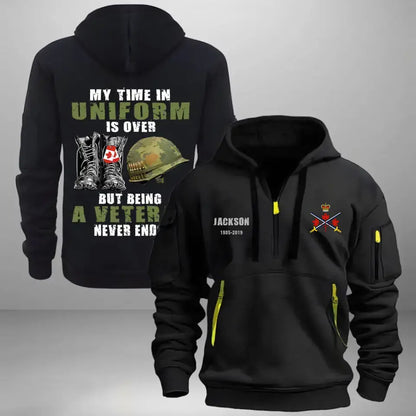 Personalized My Time In Uniform Is Over But Being A Veteran Never Ends Canadian Veteran Quarter Zip Hoodie 2D Printed TAQ1017